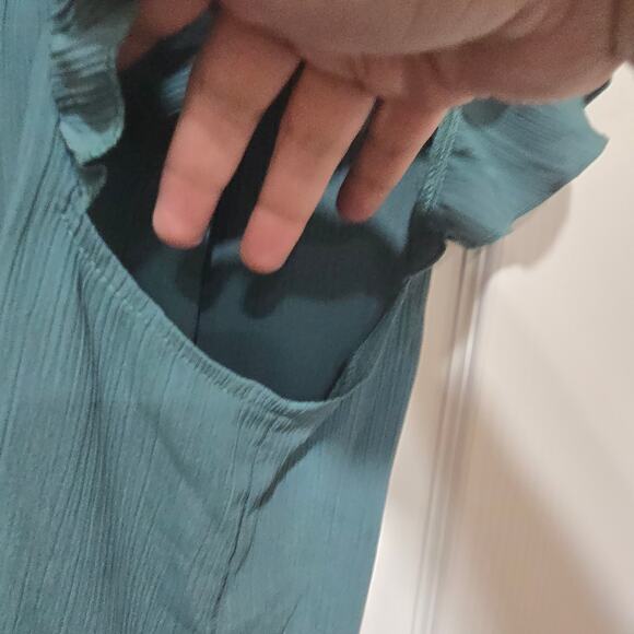 NWT BloomChic Ruffle Neck Flutter Sleeve Blouse Teal Size 18–20 - Picture 7 of 8